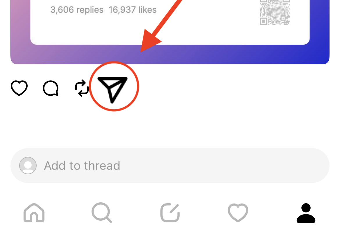 Click the share button of the thread you want to share.